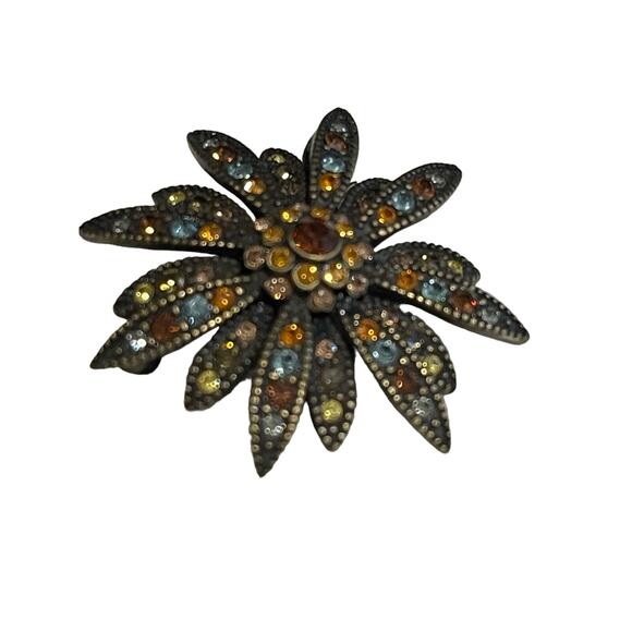 Joan Rivers Vintage Swarovski Crystal Sparkle Starburst Brooch Pin Set Bronze - Picture 14 of 15